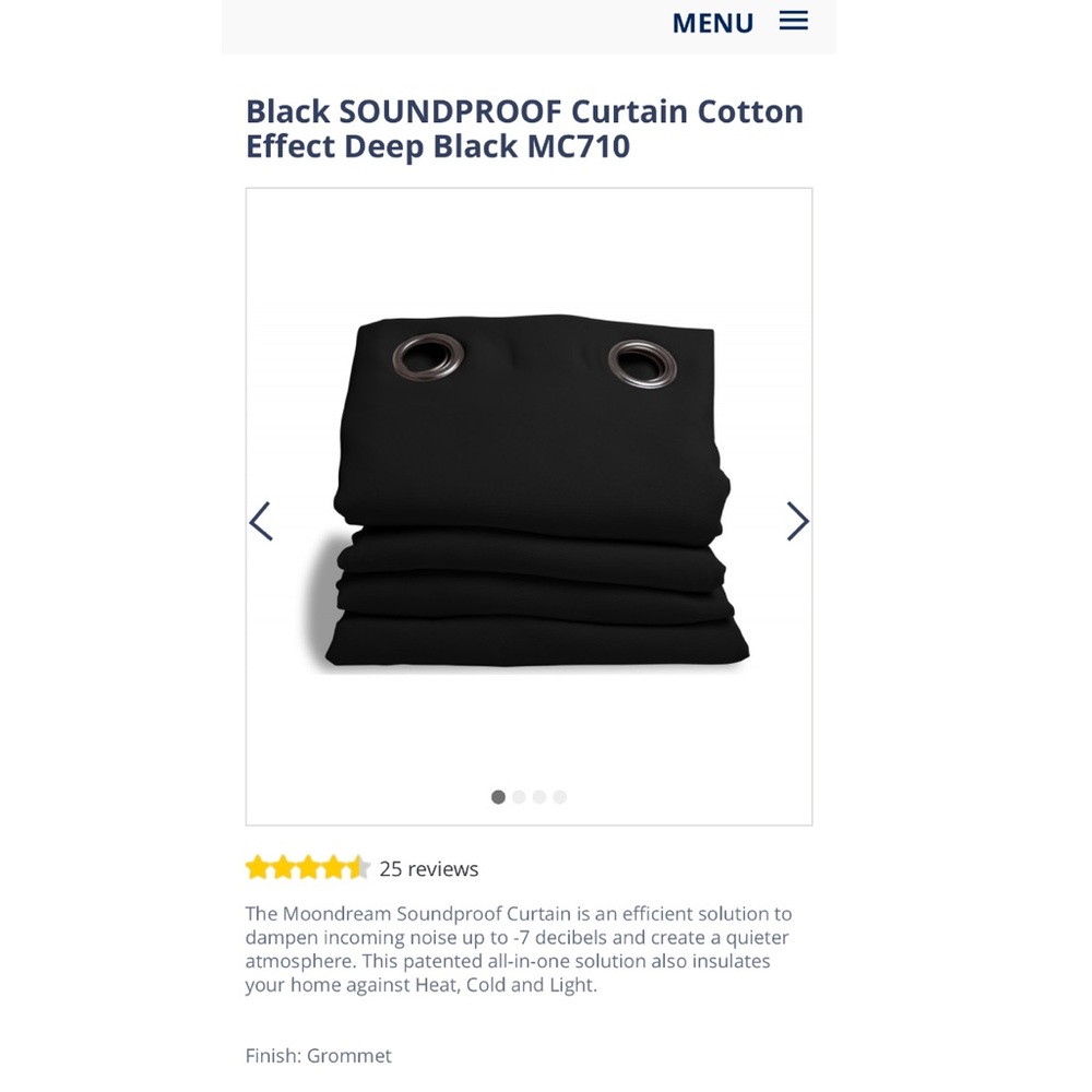 Moondream curtains.  Black soundproof / blackout curtains.  MC710.